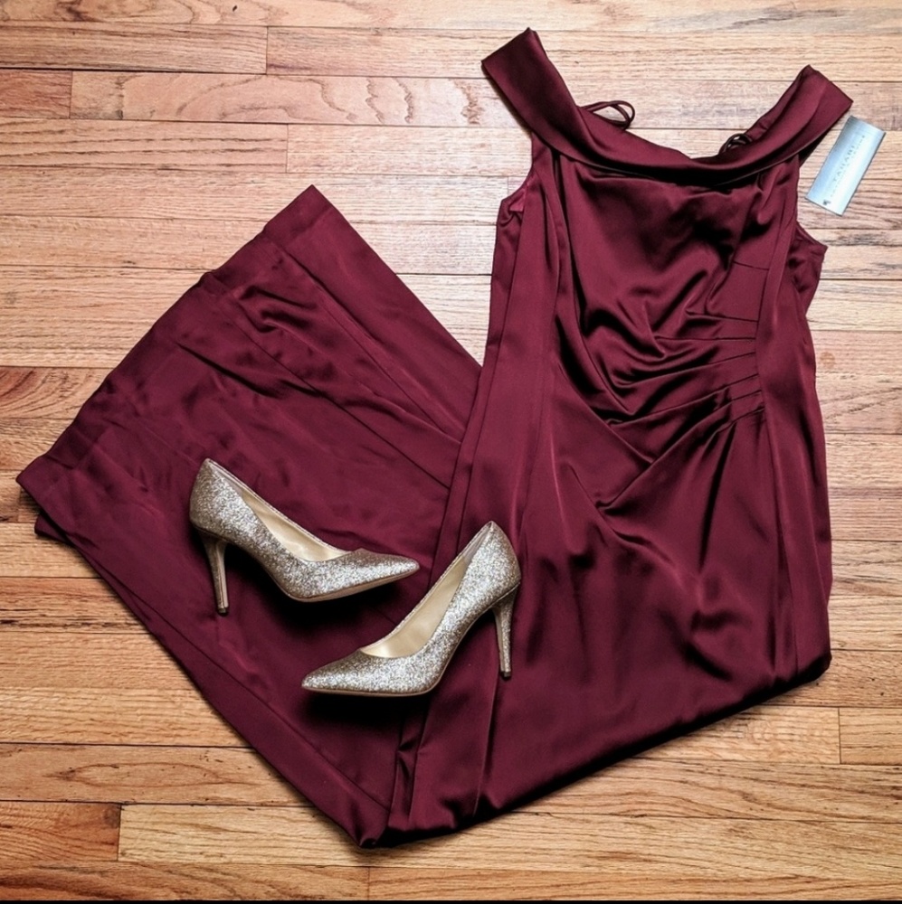 TAHARI Off-Shoulder SATIN dress - Picture 3 of 6